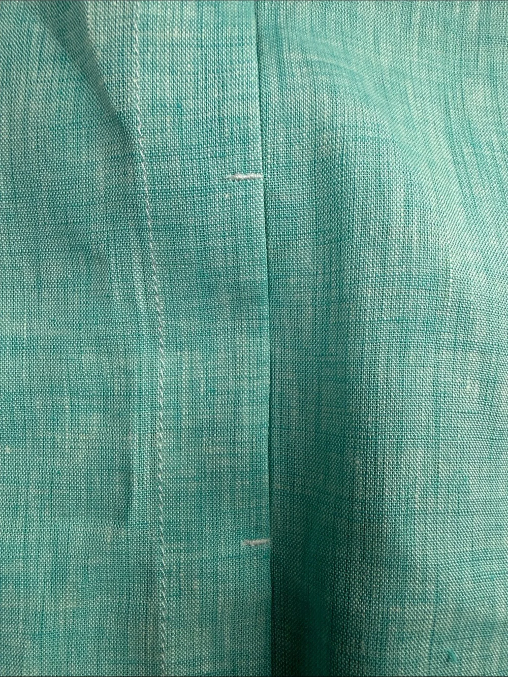 Lafayette 148 Aqua Linen Button-Down Shirt 3/4 Sleeves Side Pockets Size L - Picture 12 of 14